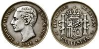 Hiszpania, 1 peseta, 1876 DE M
