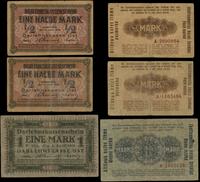 Polska, zestaw: 2 x 1/2 marki oraz 1 marka, 4.04.1918
