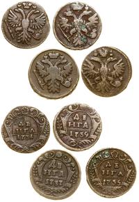 Rosja, zestaw: 4 x dienga, 1731, 1735, 1737, 1739