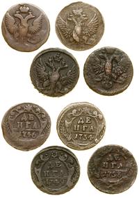 Rosja, zestaw: 4 x dienga, 1746, 1749, 1753, 1754