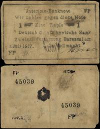 Niemiecka Afryka Wschodnia, 1 rupia, 1.07.1917