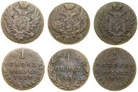 Polska, zestaw: 3 x 1 grosz, 1823–1839