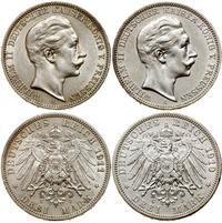 Niemcy, zestaw: 2 x 3 marki, 1910, 1911