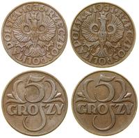 Polska, zestaw: 2 x 5 groszy, 1931, 1936