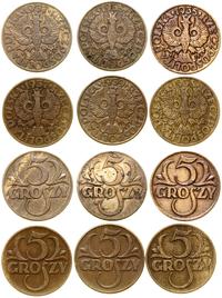 Polska, zestaw: 6 x 5 groszy, 1935–1939
