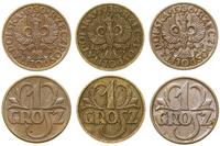 Polska, zestaw: 3 x 1 grosz, 1930, 1933, 1936