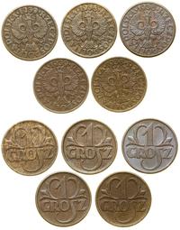 Polska, zestaw: 5 x 1 grosz, 1938, 1939