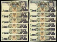 Polska, zestaw: 13 x 200 złotych, 1982–1988