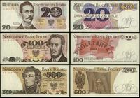 Polska, zestaw 3 banknotów: 20, 100 i 500 złotych