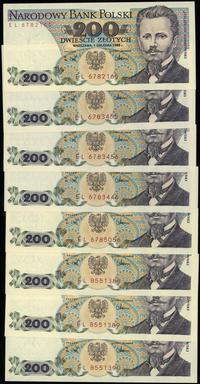 Polska, zestaw: 8 x 200 złotych, 1.12.1988