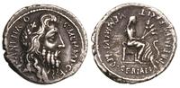 denar, Aw: Głowa Quirinusa w wieńcu, przed głową