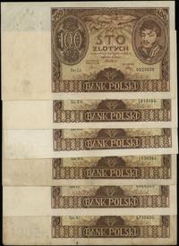 Polska, zestaw: 6 x 100 złotych, 9.11.1934