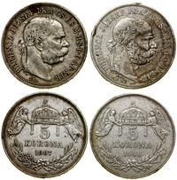 Węgry, zestaw 2 x 5 koron, 1900 KB, 1907 KB