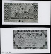 Polska, zestaw: 2 x kopia projektu banknotu 50 groszy, 1.07.1948