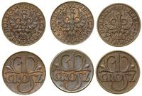 Polska, zestaw: 3 x 1 grosz, 2 x 1923, 1937