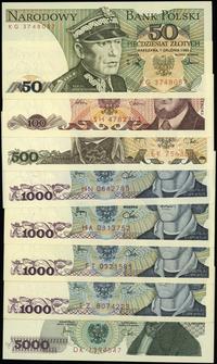 Polska, zestaw 8 banknotów, 1982–1988