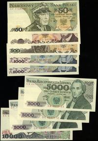 Polska, zestaw 9 banknotów, 1982–1988