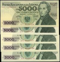 Polska, zestaw: 5 x 5.000 złotych, 1982–1988