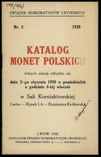 literatura numizmatyczna, Związek Numizmatyków Lwowskich – Katalog Monet Polskich których aukcja odb..