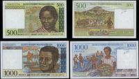 Madagaskar, zestaw: 500 franków = 100 ariary i 1.000 franków = 200 ariary, (1994)