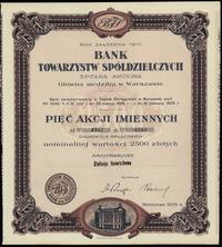 Polska, 5 akcji po 500 złotych = 2.500 złotych, 1929