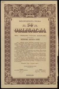 Rzeczpospolita Polska (1918–1939), obligacja na 50 złotych Premjowej Pożyczki Budowlanej, 1930