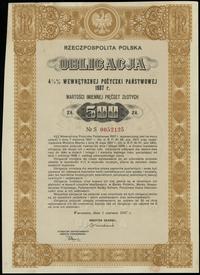 Rzeczpospolita Polska (1918–1939), zestaw: obligacja 4 1/2 % wewnętrznej pożyczki państwowej na 500 i 1.000 złotych, 1937