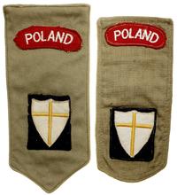 Polska, Zestaw 2 podkładek z oznaką Poland oraz oznaką honorową 8. Armii Brytyjskiej (tzw. tarcza krzyżowców) i 2 pochewek na na
