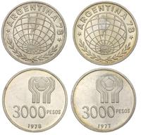 srebro lokacyjne, 2 x 3000 pesos 1977, 1978, sre