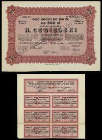 Polska, 5 akcji po 100 złotych = 500 złotych, 1.04.1929