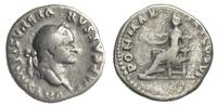 denar 75, Rzym, Rw: Pax siedząca na tronie w lew