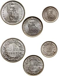 Szwajcaria, zestaw 3 monet, 1966–1967