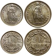 Szwajcaria, zestaw: 1 i 2 franki, 1965