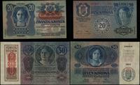 Austria, zestaw 3 banknotów z nadrukami DEUTSCHÖSTERREICH, 1919/1920