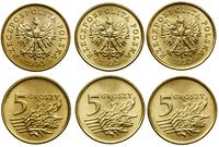 Polska, zestaw: 3 x 5 groszy, 1993