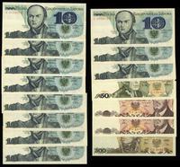 Polska, zestaw 15 banknotów, 1982–1988