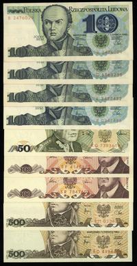 Polska, zestaw 9 banknotów, 1982–1988