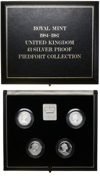 Wielka Brytania, zestaw 4 x 1 funt (piedfort) plus żeton