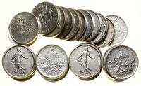 Francja, zestaw 50 x 5 franków, różne roczniki