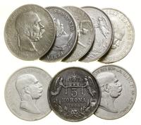 Austria, zestaw 8 x 5 koron, różne roczniki