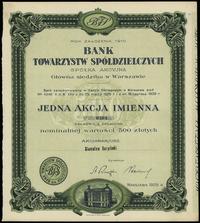 Polska, akcja imienna na 500 złotych, 1929