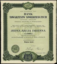 Polska, akcja imienna na 500 złotych, 1929