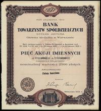 Polska, 5 akcji po 500 złotych = 2.500 złotych, 1929