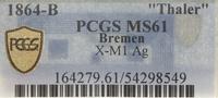 Niemcy, talar pamiątkowy, 1864 B