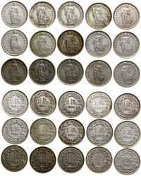 Szwajcaria, 20 x 1 frank, 10 x 1/2 franka, różne roczniki