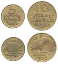 5 fenigów(flądra) 1932, 10 fenigów(dorsz) 1932, 