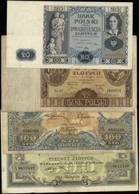 Polska, zestaw 4 banknotów, 1919–1936