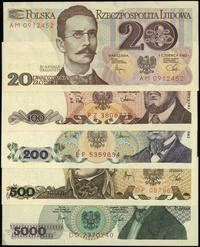 Polska, zestaw 5 banknotów, 1982–1988