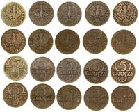 Polska, zestaw: 10 x 5 groszy, 1923–1939