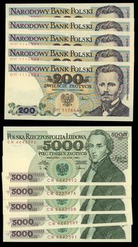 Polska, zestaw 10 banknotów, 1986–1988